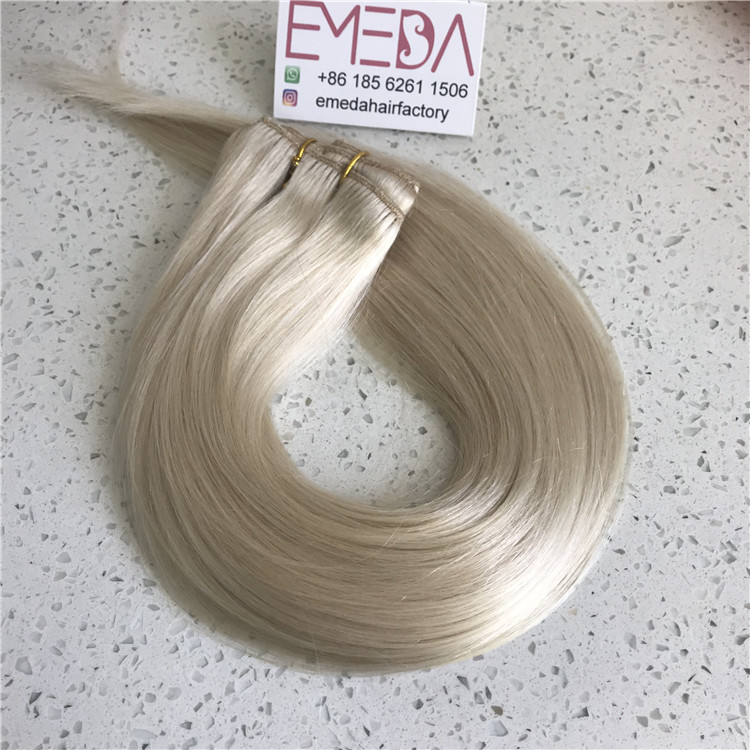 clip on extensions manufacture Melbourne virgin russian hair platinum blonde YJ297